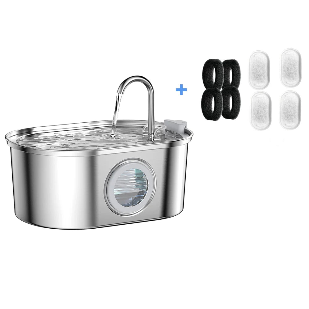 Stainless Steel Cat Fountain Automatic Pet Water Feeder