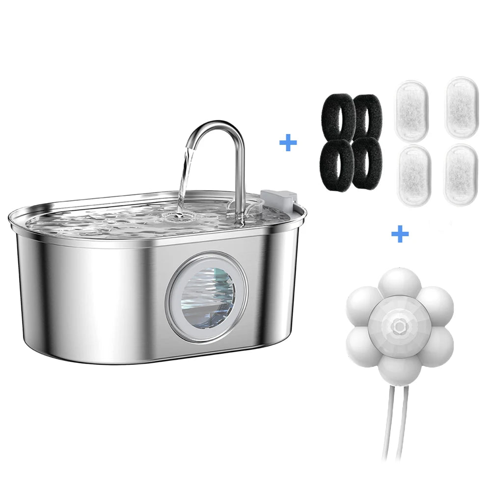 Stainless Steel Cat Fountain Automatic Pet Water Feeder