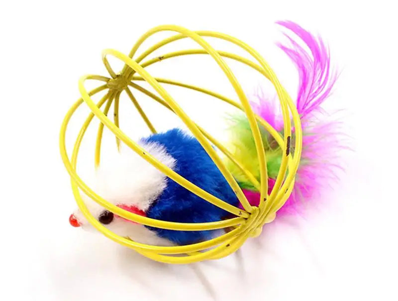 Cat Toy Stick Feather Wand With Bell Mouse Cage
