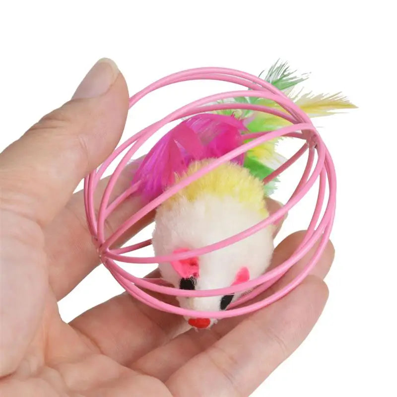 Cat Toy Stick Feather Wand With Bell Mouse Cage