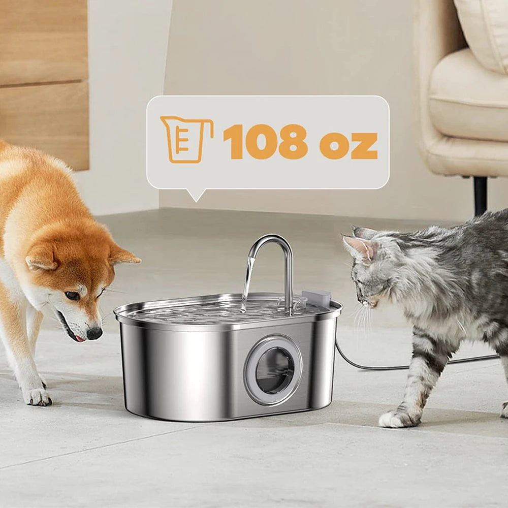 Stainless Steel Cat Fountain Automatic Pet Water Feeder