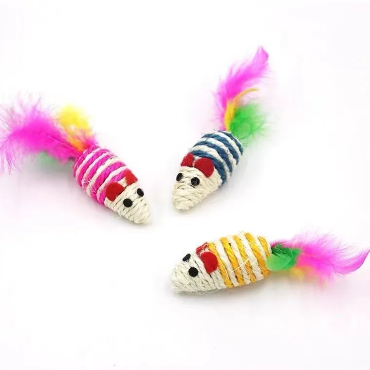 Cat Toy Stick Feather Wand With Bell Mouse Cage